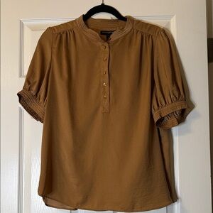 Camel Split Button-Up Women's Blouse
